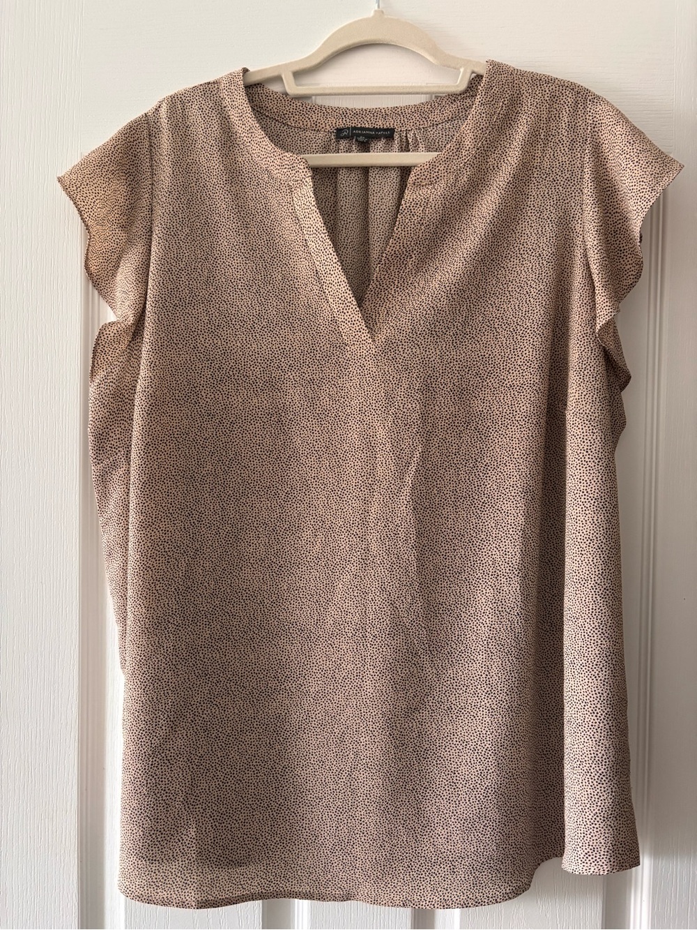 Adrianna Papell Taupe V-Neck Blouse